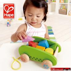 Hape 宝宝学步拖拉积木车 婴儿益智学步玩具