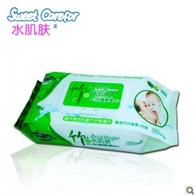 水肌肤竹纤维抗菌除臭湿巾带盖80片