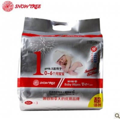 斯诺奇婴幼儿1段3连包60片湿巾
